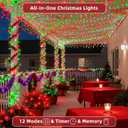 300LED 75FT Christmas Lights Indoor, LED Christmas Tree Decoration Lights with 12 Modes & Timer Memory, Dimmable Plug In Waterproof LED Xmas Light for Yard Trees Wedding Party Holiday Red & Green