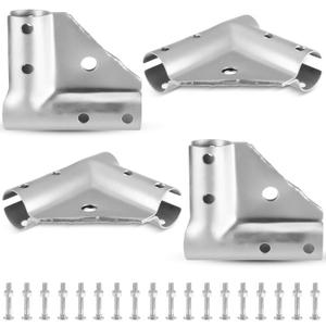 Otoolling 4 Pieces 1 5/8" x 1 5/8" Chain Link Fence Gate Corner Pressed Steel Elbow Hardware Used to Protect Door Corners and Gate Construction Includes Nuts, Bolts and Spares