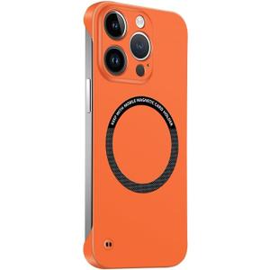 Frameless Magnetic Series Designed for iPhone 15 Case[Compatible with MagSafe] Borderless Ultra Thin Slim Fit,Lightweight Minimalist Hard PC Yet Protective Shockproof Cover,Orange