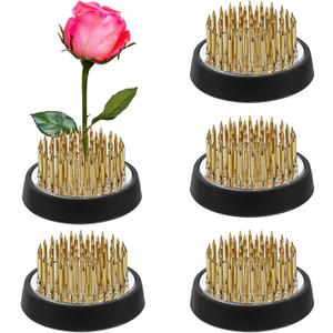 Kifmurase 4 Pcs Flower Frogs 2 Inch Round Flower Arrangement Brass Floral Frog Vase Fixed Tools Pin Holder Japanese Ikebana Vase Frogs for Flowers Fixation Home DIY Craft (Gold)