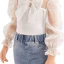 WDIRARA Girl's Bow Front Cute Long Sleeve Blouse Mock Neck Shirt Ruffle Mesh Casual Top Tee White 6 Years