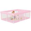 Large Baby Playpen 74"x50", Baby Girl Play Pen for Babies and Toddlers Pink, Safe Structure and Soft, Skin-Friendly Fabric with Zipper Gates