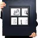 RECUTMS Magnetic Self-Stick 60 Pages Photo Album Family Album Leather Cover Hand Made DIY Albums 13.3 x 13.4 (Inches) Holds 3X5, 4X6, 5X7, 6X8,8X10 Photos(Blue)