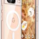 JETech Magnetic Case for Google Pixel 8 6.2-Inch 2023, Compatible with MagSafe Accessories, Shockproof Protective Phone Cover, Non-Yellowing Hard Clear PC Back (Clear)