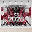 Mocsicka 2025 Graduation Red Silver Backdrop Congrats Grad Graduate Maroon Party Decorations Background Balloon Class of 2025 Photography Backdrops (Maroon, 10x8ft)