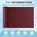 Leather Repair Patch Tape Kit, 16" x 30" Self Adhesive Leather Repair Patch for Furniture, Vinyl Leather Repair Kit for Car Seat, Chairs, Couch, Sofa, Boat Maroon