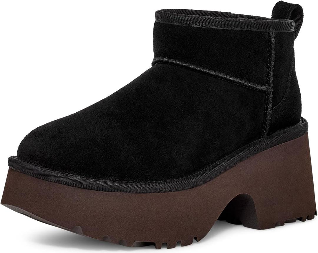 UGG Women's Classic Ultra Mini New Heights Fashion Boot (6, Black)