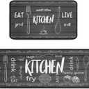 Kitchen Rugs Sets of 2 - Non Slip Washable Microfiber Kitchen Rug, Farmhouse Country Kitchens Rugs and Mats for Decor, Sink, Stove, Laundry, Machine Washable,（17"x 48"+17"x 24"）