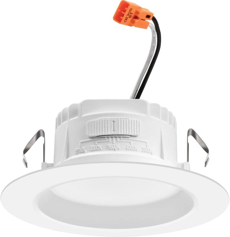 Juno 4 Inch LED Recessed Lighting, RetroBasics Series LED Downlight Trim Kit, Regressed 4" Ceiling Light with 5-in-1 Switchable White Color, 625 Lumens, Baffle Trim, Matte White