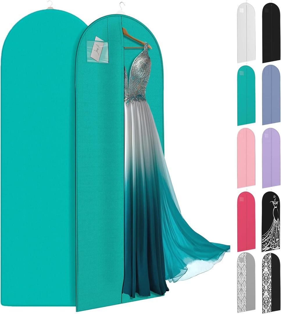 72" Long Dress Bags for Gowns - Wedding Dress Garment Bag for Dresses - Long Garment Bags for Hanging Clothes & Closet Storage - Durable Travel Bag for Women with ID Window (Tiffany Blue)