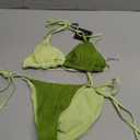 ZAFUL Bikini Sets for Women Halter Two Piece Swimsuit Ribbed High Cut Tie Side Thong Bathing Suit Sexy Padded Swimwear (Small, Green)