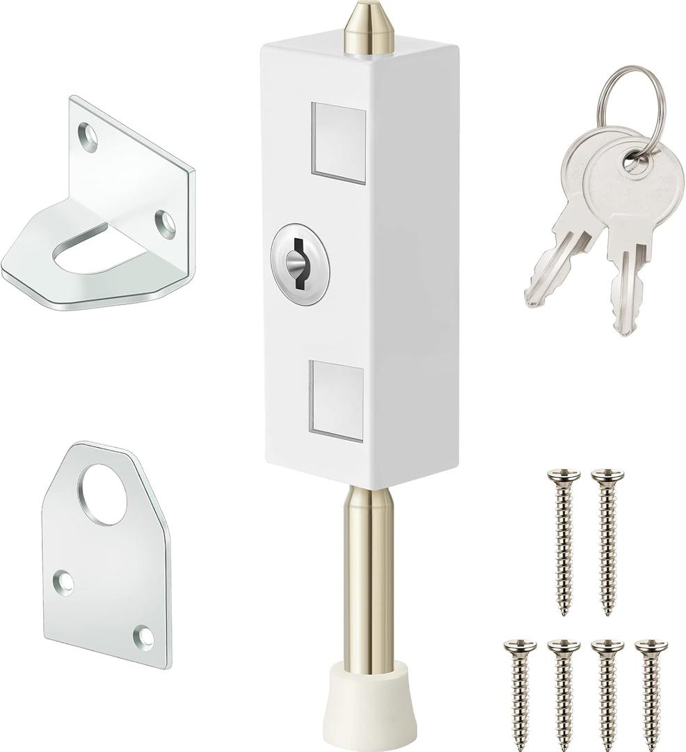 Dunzy 1 Piece Sliding Door Lock Rectangle Patio Door Lock Keyed for Glass Hinged Security Bar Steel Bolt Zinc Alloy Iron Portable to Prevent Sliding