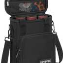 3 Slots Wireless Microphone Case with Foam, Mic Carrying Bags with Shoulder Strap Microphone Carrying Case for Party, Singing (Black)