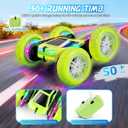 Remote Control Car, Rc Cars Stunt, RC Crawler Toys 4WD 360 Rotating with LED Light-Up Wheels & Remote Control for 6-12 for Boys Birthday Gift (Green)