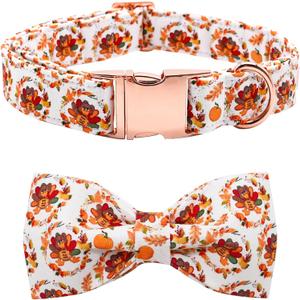 Dog Collar - Thanksgiving Turkey Bowtie Gift, Soft Bow Adjustable Metal Buckle for Small Dogs (Small (Pack of 1)) Dog Collar - Thanksgiving Turkey Bowtie Gift, Soft Bow Adjustable Metal Buckle for Small Dogs (Small (Pack of 1))