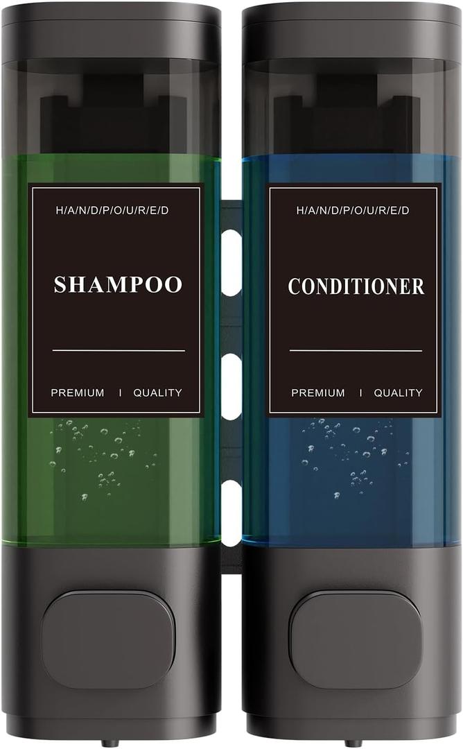 Shampoo and Conditioner Dispenser Wall-Mounted Shower Soap Dispenser, No-Drill Installation, Lockable, 900 ml Capacity,for Bathroom & Hotel or Airbnb (Gun Gray, 2-Pack)