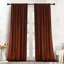 Roslynwood Luxury Soft Rust Velvet Curtains 90 inches Long Back Tab Thermal Insulated Blackout Window Drapes for Living Room/Bedroom/Dining Room, W52 x L90, 2 Panels