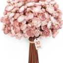 Alupssuc 30Pcs Ranunculus Artificial Flowers Faux Silk Mini Ranunculus, Spring Flowers Artificial Indoor for DIY Bouquets, Bulk Fake Wedding Filler Flowers for Bride Shower Decorations, Dusty Rose