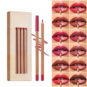 12 PCS Lip Liner Makeup Set, High Pigmented Matte Finish Series Lip Liners Pen Kit for Women, Waterproof & Smudge-Proof Lip Makeup Pencil Set