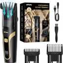 Beard Trimmer for Men - Electric Cordless Vacuum Mens Beard Trimmer with Adjustable 20 Length Setting,Waterproof Mustache Trimmer with Ceramic Blade for Precision Facial Hair (Black)