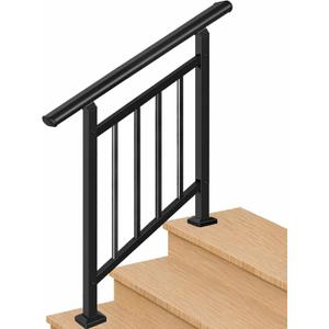 3-Step Hand Rails for Outdoor Steps with Black Balusters