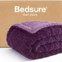 Bedsure Gentlesoft Sherpa Fleece Throw Blanket for Couch - Fluffy & Cozy Cable Jacquard Tufted Throw for Women Gift, Thick and Warm Blankets for Winter, Purple, 50x60 Inches