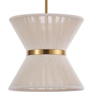 Hand Woven Boho Pendant Light Coastal Mini Modern Chandelier Adjustable Transitional Minimalist Pendant Lighting Fixtures for Kitchen Island Dining Room, White, Dia 12.2, UL Listed