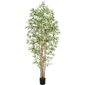 Artificial Bamboo Tree, Fake Bamboo Plant 6FT Tall with 6 Natural Real Bamboo Trunks, Artificial Tree Indoor Decor Faux Silk Tree for Home Office Living Room Modern Decor