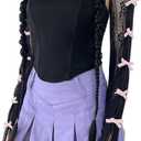 Arogheiz Women's Mesh Lace Shrug Crop Top Y2K Aesthetic Grunge Arm Sleeves Cardigan with Bow Going Out Shirts Summer (Polyester, Black, One Size)