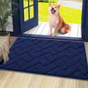 OLANLY Indoor Door Mat, 36x24, Dirt Resistant and Absorbent, Sturdy Non-Slip Rubber Backing, Easy to Clean, Washable Low-Profile Doormat for Entryway, Dark Blue