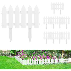 PLULON 24 Pieces Garden Fence with 24 Pieces Fence Insert White Plastic Fence Garden Picket Fence Edgings Lawn Flowerbeds Plant Borders Decorative Garden Yard