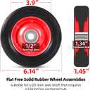 (2-Pack) AR-PRO 6 x 1.5 Flat Free Solid Rubber Wheel Assemblies - Replacement Hand Truck Wheels with Ball Bearings and 1/2 Bore Hole Diameter - Heavy-Duty Solid Rubber Wheels 132 lbs Load Capacity