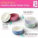 Elk and Friends Kids Porcelain Bowls with Silicone Sleeves | Suitable for Babies/Toddlers | Microwave & Dishwasher Safe | Non Slip Dinnerware | Snack Dishes | 4 Pack