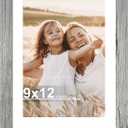 9x12 Picture Frame with Glass, Display Pictures 7x10 with Mat or 9 x 12 without Mat - Wall and Tabletop, 9 by 12 Photo Wooden Frames (Grey, 1 Pack)