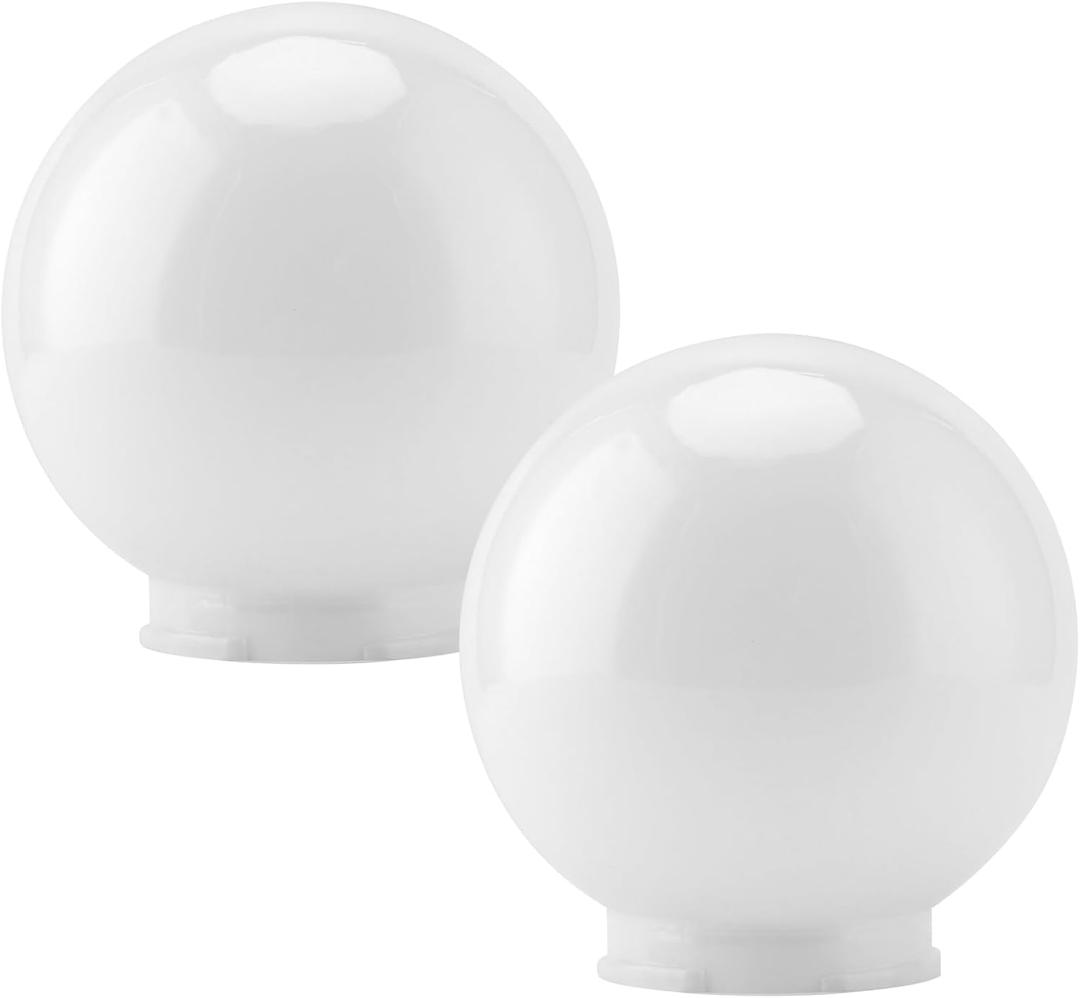 KOHAND 2 Pcs White Acrylic Replacement Globe, 6x6x3 inch Replacement Globe Shade, Smooth Light Covers for Light Fixture Decorative, Lighting Replacement