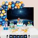 7x5ft Fabric Outer Space Backdrop The Planet Earth View from Space Blue Starry Sky Lone Star Background Universe Milky Way Backdrop for Space Theme Party Decorations Photo Props