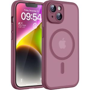 TOCOL for Phone 14 Case, Compatible with Magsafe Charger, Full Camera Protection, Drop Protection, Translucent Matte Phone Case for iPhone 14 6.1 inch (Plum)