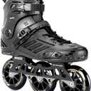 3 Wheels Fitness Inline Speed Skates for Unisex,110mm Roller Skates Blades (Men 6.5/Women 7.5, Black)