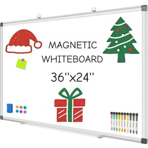 Grtard 36" x 24" Magnetic Dry Erase Board, Large Hanging Magnetic White Board with Aluminum Frame, Smooth Writing Presentation Whiteboard Suitable for Home, Office, Classroom & Kitchen