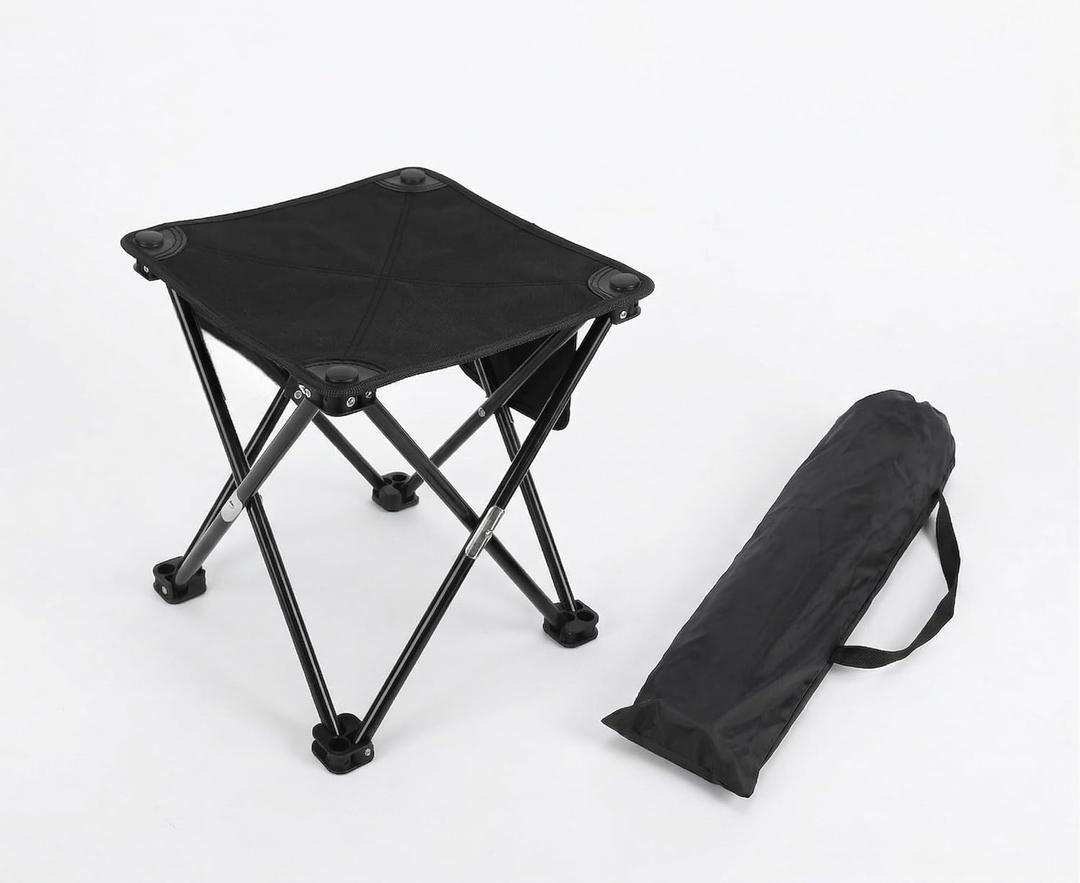 Portable Camping Stool, Folding Lightweight Camping Chair w/Footrest, Small Camp Chair, Pop Up Stool for Travel/Hiking/Fishing, Mini Folding Chair/Travel Chair/Seat, Carry Bag