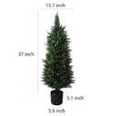 Artificial Topiary Tree 2-Set - Beautiful Realistic Faux Cedar Pines, 3 Feet Tall, UV Protection for Longer Life, Durable 6" Wide Heavy Duty Pots for Outdoor & Indoor Decor (2, 37 Inch)