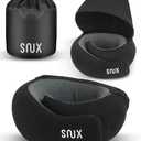 Snux Travel Neck Pillow with Hood - Memory Foam Neck Pillow - Hooded Travel Neck Pillows for Airplanes Car Rides & Home Relaxation (Black)