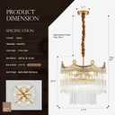 17.9" Modern Glass Gold Chandelier Light Fixture Luxury Glam 2-Tier Crystal Chandeliers for Dining Room 8-Light Round Hanging Ceiling Pendant Lighting for Living Room Kitchen Bedroom Foyer