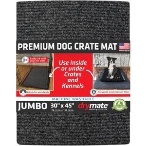 Drymate Premium Dog Crate Mat Liner, Absorbent, Waterproof, Non-Slip, Washable Puppy Pee Pad for Kennel Training - Use Under Pet Cage to Protect Floors, Cut to Fit Design (USA Made) (Dgrey)(30x45)