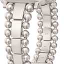 TOYOUTHS Beaded Bracelet Compatible with Apple Watch Bands 38/40/41/42/44/45/46/49mm Women, Dressy Fancy Stainless Steel Metal Elegant Jewelry Strap for iWatch Series 11 10 9 8 7 6 5 4 Ultra/SE 3 2 1 (Starlight)