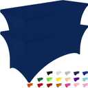 Smiry 10 Pack Spandex Table Cloth 6FT, Elastic Fitted Navy Tablecloth | Washable Stretch Rectangle Tablecloths, Wrinkle Free Table Cover for Outdoor, Wedding, Banquet & Parties (72Lx30Wx30H Inch)