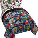 Jay Franco Marvel Avengers Team 5 Piece Full Bed Set - Includes Comforter & Sheet Set - Super Soft Fade Resistant Polyester - (Official Marvel Product)