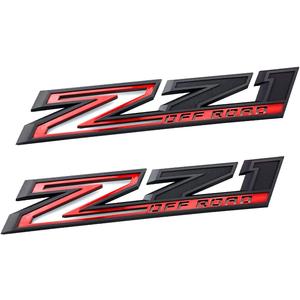 2pack 2019-2025 OEM Z71 Off Road Emblems Side Decals Badges Compatible with fits Silverado Offroad Parts 84632695 (Black Red)