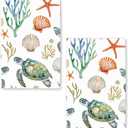 Sea Turtle Coral Nautical Kitchen Towels Set of 2 Dish Towels Kitchen Hand Towels Absorbent Quick Dry Microfiber Cloth Dish Towels Drying Towel 18" x 26",