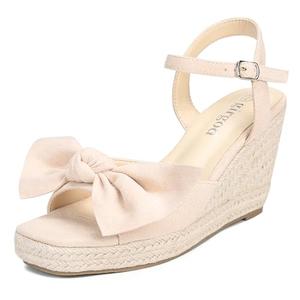 girgod Espadrilles Wedge Sandals for Women Bow Platform Wedges Heels Open Toe Ankle Strap Summer Wedding Wedges 11